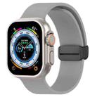 Magnetic Black Buckle Smooth Silicone Watch Band For Apple Watch Ultra 49mm(Grey) - 1