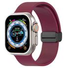 Magnetic Black Buckle Smooth Silicone Watch Band For Apple Watch Ultra 49mm(Burgundy) - 1