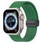 Magnetic Black Buckle Smooth Silicone Watch Band For Apple Watch Ultra 49mm(Dark Green) - 1