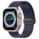 Magnetic Black Buckle Smooth Silicone Watch Band For Apple Watch Ultra 49mm(Midnight Blue) - 1