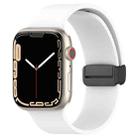 Magnetic Black Buckle Smooth Silicone Watch Band For Apple Watch Series 8&7 45mm / SE 2&6&SE&5&4 44mm / 3&2&1 42mm(White) - 1