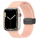 Magnetic Black Buckle Smooth Silicone Watch Band For Apple Watch Series 8&7 45mm / SE 2&6&SE&5&4 44mm / 3&2&1 42mm(Pink) - 1