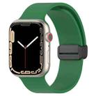 Magnetic Black Buckle Smooth Silicone Watch Band For Apple Watch Series 8&7 45mm / SE 2&6&SE&5&4 44mm / 3&2&1 42mm(Dark Green) - 1
