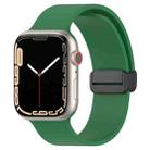 Magnetic Black Buckle Smooth Silicone Watch Band For Apple Watch Series 9&8&7 41mm / SE 3&SE 2&6&SE&5&4 40mm / 3&2&1 38mm(Dark Green) - 1