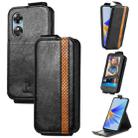 For OPPO A17 Splicing Wallet Card Holder Vertical Flip Leather Phone Case(Black) - 1