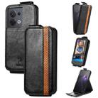 For OPPO Reno8 Splicing Wallet Card Holder Vertical Flip Leather Phone Case(Black) - 1