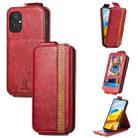 For Xiaomi Poco M5 Splicing Wallet Card Holder Vertical Flip Leather Phone Case(Red) - 1