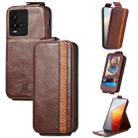 For vivo iQOO 10 Splicing Wallet Card Holder Vertical Flip Leather Phone Case(Brown) - 1