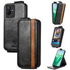 For vivo T2X Splicing Wallet Card Holder Vertical Flip Leather Phone Case(Black) - 1