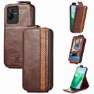 For vivo T2X Splicing Wallet Card Holder Vertical Flip Leather Phone Case(Brown) - 1