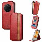 For Huawei Mate 50 Pro Splicing Wallet Card Holder Vertical Flip Leather Phone Case(Red) - 1