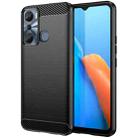 For Infinix Hot 20i Brushed Texture Carbon Fiber TPU Phone Case(Black) - 1