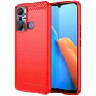 For Infinix Hot 20i Brushed Texture Carbon Fiber TPU Phone Case(Red) - 1
