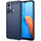 For Infinix Hot 20i Brushed Texture Carbon Fiber TPU Phone Case(Blue) - 1