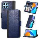 For Honor X8 5G Grid Leather Flip Phone Case(Blue) - 1