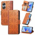 For OPPO  A17 Grid Leather Flip Phone Case(Brown) - 1