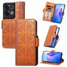 For OPPO Reno8 Pro Grid Leather Flip Phone Case(Brown) - 1