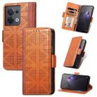 For OPPO Reno8 Grid Leather Flip Phone Case(Brown) - 1