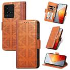 For vivo iQOO 10 Grid Leather Flip Phone Case(Brown) - 1