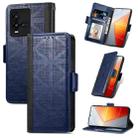 For vivo iQOO 10 Grid Leather Flip Phone Case(Blue) - 1