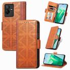 For vivo T2X Grid Leather Flip Phone Case(Brown) - 1