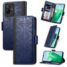 For vivo T2X Grid Leather Flip Phone Case(Blue) - 1