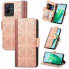 For vivo T2X Grid Leather Flip Phone Case(Khaki) - 1