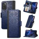 For ZTE Blade A72 4G Grid Leather Flip Phone Case(Blue) - 1