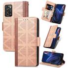 For ZTE Blade A72 4G Grid Leather Flip Phone Case(Khaki) - 1