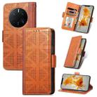 For Huawei Mate 50 Pro Grid Leather Flip Phone Case(Brown) - 1