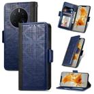 For Huawei Mate 50 Pro Grid Leather Flip Phone Case(Blue) - 1