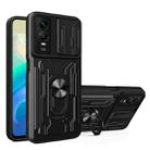 For vivo Y76 Sliding Camshield Card Phone Case(Black) - 1