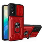 For vivo Y76 Sliding Camshield Card Phone Case(Red) - 1