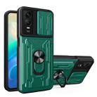 For vivo Y76 Sliding Camshield Card Phone Case(Dark Green) - 1