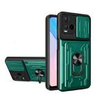 For vivo Y21 Sliding Camshield Card Phone Case(Dark Green) - 1