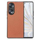 For Honor 70 Carbon Fiber Texture Leather Back Cover Phone Case(Brown) - 1