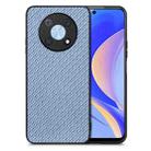 For Huawei Nova Y90 Carbon Fiber Texture Leather Back Cover Phone Case(Blue) - 1