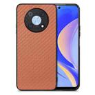 For Huawei Nova Y90 Carbon Fiber Texture Leather Back Cover Phone Case(Brown) - 1