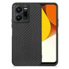 For vivo Y35 Carbon Fiber Texture Leather Back Cover Phone Case(Black) - 1