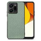 For vivo Y35 Carbon Fiber Texture Leather Back Cover Phone Case(Green) - 1