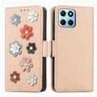 For Honor X8 5G Stereoscopic Flowers Leather Phone Case(Khaki) - 1