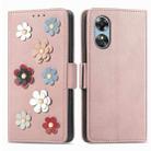 For OPPO A17 Stereoscopic Flowers Leather Phone Case(Rose Gold) - 1
