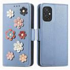 For Xiaomi Poco M5 Stereoscopic Flowers Leather Phone Case(Blue) - 1