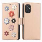 For Xiaomi Poco M5 Stereoscopic Flowers Leather Phone Case(Khaki) - 1