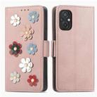 For Xiaomi Poco M5 Stereoscopic Flowers Leather Phone Case(Rose Gold) - 1