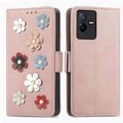 For vivo T2X Stereoscopic Flowers Leather Phone Case(Rose Gold) - 1