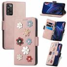 For ZTE Blade A72 4G Stereoscopic Flowers Leather Phone Case(Rose Gold) - 1
