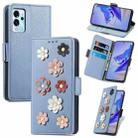 For ZTE Blade V40 Pro Stereoscopic Flowers Leather Phone Case(Blue) - 1