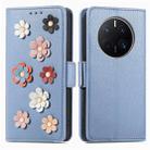 For Huawei Mate 50 Pro Stereoscopic Flowers Leather Phone Case(Blue) - 1