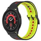 For Samsung Galaxy Watch5 Pro 45mm 20mm Tricolor Breathable Silicone Watch Band(Black+Lime+Red) - 1